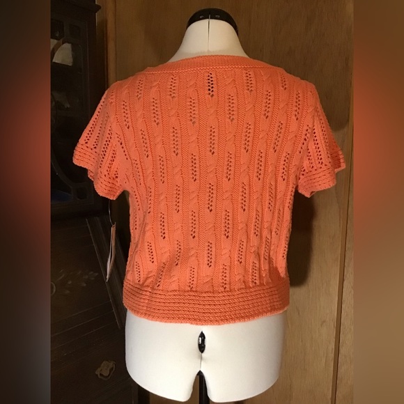 NWT Coral Short Sleeve Button-front Cable Knit Cardigan - Picture 3 of 16